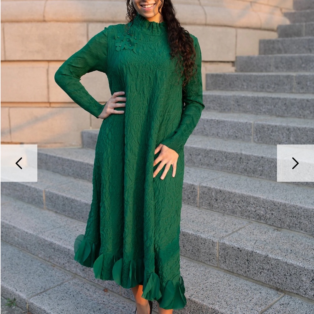 Chic Long Sleeve Green Dress